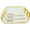 3 Pack Serving Tray, Fruit Dinner Food Tray Rectangle With Golden Handles